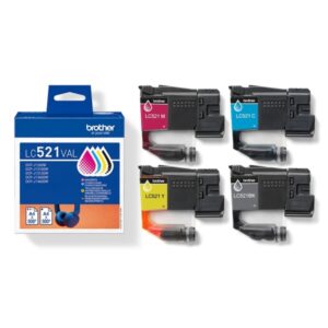 brother lc521 pack de 4 cartuchos de tinta originales lc521val