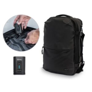 lagart mochila de viaje vacuum 20l extensible a 42l medidas 48x30x20cm vaciador de aire incluido bolsillo trasero anti robo cremallera lateral extensible para mayor capacidad cierre con candado tsa bolsillo lateral para botella color negro