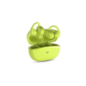spc boost clip auriculares inalambricos true wireless diseño open ear cancelacion de ruido control tactil google fast pair color verde lima
