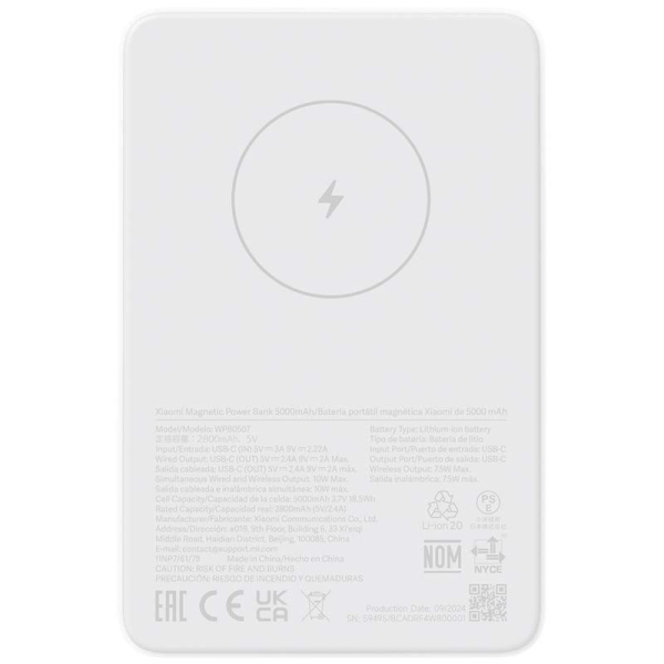 xiaomi magnetic powerbank 5000mah magnetico magsafe usb c carga rapida 18w