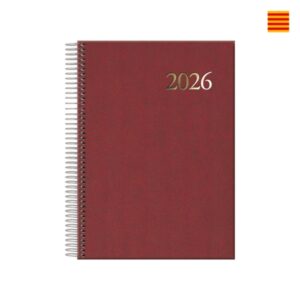 dohe segovia agenda anual espiral en catalan dia pagina sabado y domingo misma pagina tamaño 14x20cm color burdeos