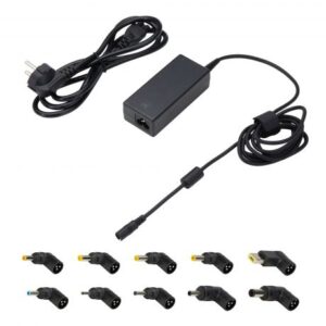 ewent cargador universal para portatil de 65w 10 clavijas intercambiables automatico gestion inteligente de corriente color negro