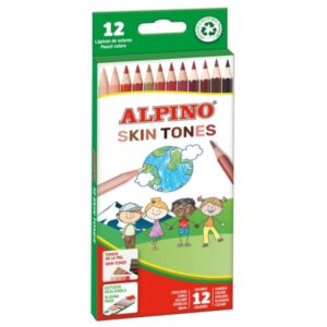 alpino skin tones pack de 12 lapices de colores hexagonales mina de 3mm resistente a la rotura bandeja extraible colores que recrean los diferentes tonos de piel