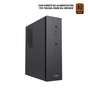 coolbox t370 bz slim caja torre microatx tamaño disco soportado 2.5" usb a 3.2 gen1, usb c 3.2 gen1 y audio hd fuente de alimentacion 300w color negro