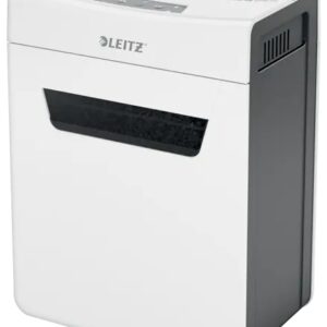 leitz iq protect premium 8x destructora de papel manual corte en particulas p 4 destruye hasta 8 hojas ultrasilenciosa papelera de 14l color blanco/gris