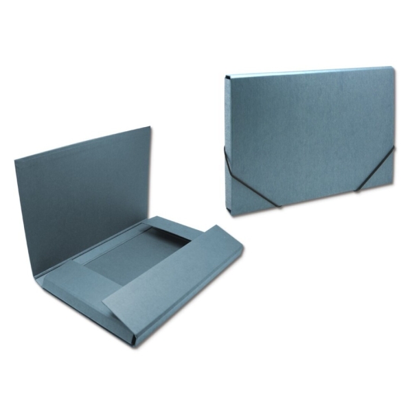bismark carpeta para proyectos medidas 350x230x30mm fabricada en carton cierre con gomas color azul