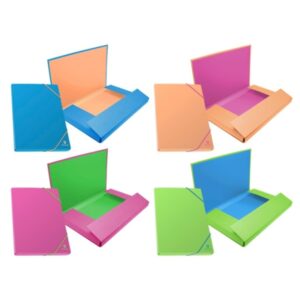 bismark carpeta para proyectos lomo de 30mm fabricada en carton cierre con gomas colores neon surtidos