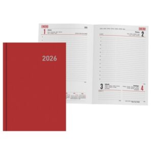 ingraf paris agenda anual dia pagina viernes, sabado y domingo misma pagina tamaño 15x21cm color rojo