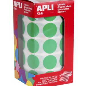 apli rollo de 1.770 gomets redondos Ø 20mm adhesivo permanente con base de agua libre de disolventes color verde