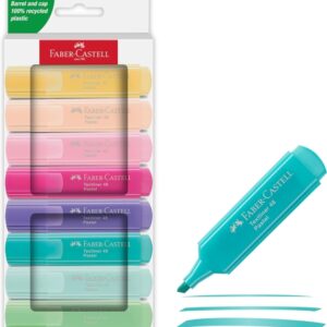 faber castell textliner 46 pastel pack de 8 marcadores fluorescentes punta biselada trazo entre 1mm y 5mm tinta con base de agua colores surtidos
