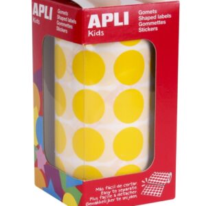 apli rollo de 1.770 gomets redondos Ø 20mm adhesivo permanente con base de agua libre de disolventes color amarillo