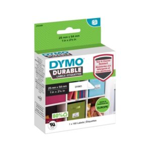 dymo durable pack de 160 etiquetas originales para rotuladora texto negro sobre fondo blanco 25mmx54mm 2112283