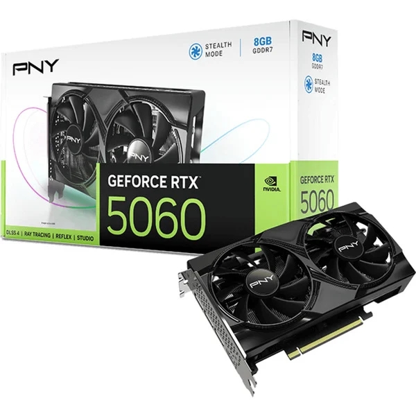 pny geforce rtx 5060 tarjeta grafica 8gb gddr7 dual fan reflex 2 ai nvidia dlss4