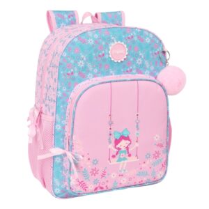 safta global kids "swing" mochila adaptable a carro asa de mano 33x42x14cm color rosa