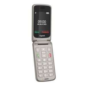 gigaset gl595 telefono movil para mayores pantalla 2.8" tipo concha ip44 base de carga color gris