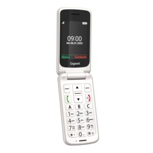 gigaset gl595 telefono movil para mayores pantalla 2.8" tipo concha ip44 base de carga color blanco