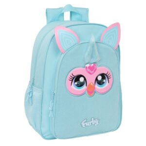 safta furby mochila infantil adaptable a carro asa de mano bolsillos laterales 33x42x14cm color azul