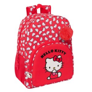 safta hello kitty "iconic" mochila infantil adaptable a carro asa de mano bolsillos laterales 33x42x14cm color rojo