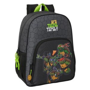 safta tortugas ninja mochila infantil adaptable a carro asa de mano bolsillos laterales 33x42x14cm color negro