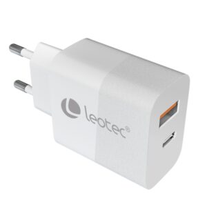 leotec cargador universal 30w gan 1usb c pd + 1usb a color blanco