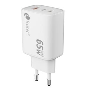 leotec cargador universal 65w gan ultra slim 2usb c pd + 1usb a color blanco