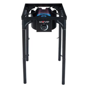 muvip mv0633 fogon de gas alta potencia quemador de hierro fundido potencia 4,6kw estructura reforzada llave de regulacion de gas proteccion de llama contra el viento color negro