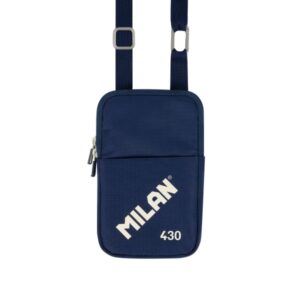milan coleccion 430 bolso pequeño bandolera tamaño bolso 19x2.3x12.8cm cierre de cremallera mosqueton de aluminio color azul marino
