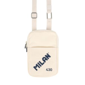 milan coleccion 430 bolso pequeño bandolera tamaño bolso 19x2.3x12.8cm cierre de cremallera mosqueton de aluminio color beige