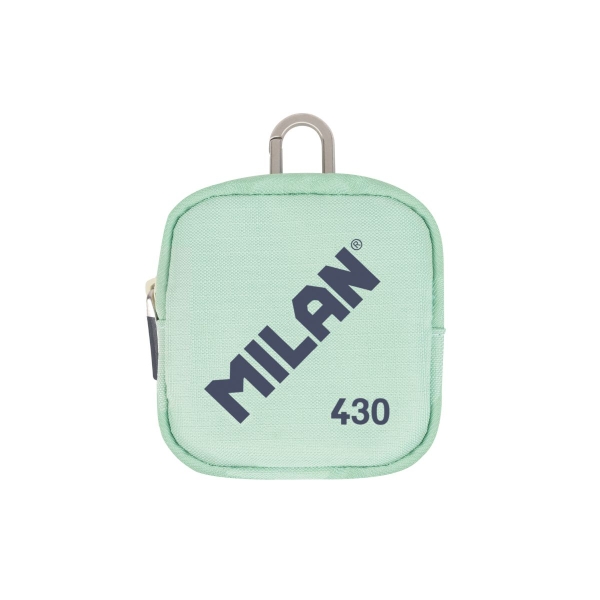 milan coleccion 430 monedero pequeño tamaño monedero 10,3x10x2,5cm cierre de cremallera mosqueton de aluminio color verde