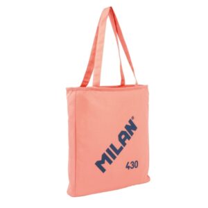 milan coleccion 430 bolso shopper 7.5l tamaño 38x36x6,5cm asa larga 27cm tejido 'ripstop' color rosa