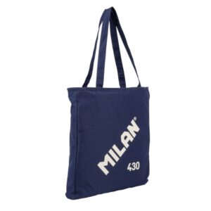 milan coleccion 430 bolso shopper 7.5l tamaño 38x36x6,5cm asa larga 27cm tejido 'ripstop' color azul marino