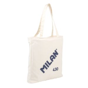 milan coleccion 430 bolso shopper 7.5l tamaño 38x36x6,5cm asa larga 27cm tejido 'ripstop' color beige