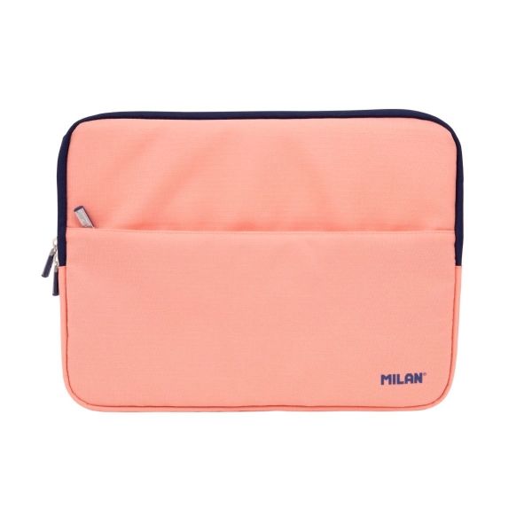 milan coleccion 430 funda para portatil hasta 13" forro atercipelado bolsillo delantero cierre de cremallera color rosa