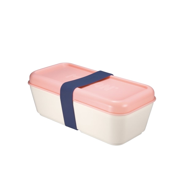 milan coleccion 430 fiambrera rectangular 0.75l apta para microondas, lavavajillas y congelador libre de bpa divisor interior movil medidas 20x10x7,5cm color blanco crudo/rosa