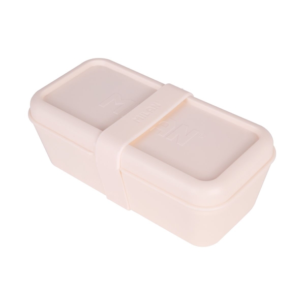 milan coleccion 460 fiambrera rectangular 0.75l apta para microondas, lavavajillas y congelador libre de bpa divisor interior movil medidas 20x10x7,5cm color beige