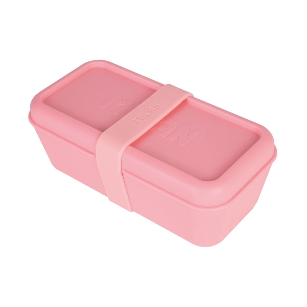 milan coleccion 460 fiambrera rectangular 0.75l apta para microondas, lavavajillas y congelador libre de bpa divisor interior movil medidas 20x10x7,5cm color rosa