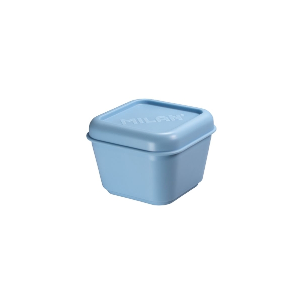 milan coleccion 430 fiambrera cuadrada 0.33l apta para microondas, lavavajillas y congelador libre de bpa medidas 10x10x7,5cm color azul