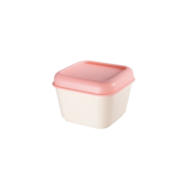 milan coleccion 430 fiambrera cuadrada 0.33l apta para microondas, lavavajillas y congelador libre de bpa medidas 10x10x7,5cm color beige/rosa