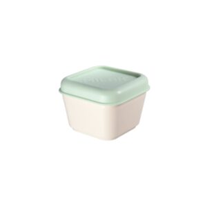 milan coleccion 430 fiambrera cuadrada 0.33l apta para microondas, lavavajillas y congelador libre de bpa medidas 10x10x7,5cm color beige/verde