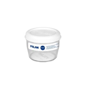 milan coleccion nata 624 fiambrera hermetica de tritan redonda 0.5l apta para microondas, lavavajillas y congelador libre de bpa medidas 12 Ø x 9,2cm color transparente/blanco