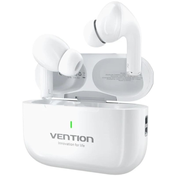 vention echo lite e11 auriculares bluetooth 5.4 con estuche de carga true wireless 6h autonomia color blanco