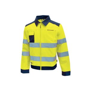 upower gleam chaqueta funcional con bolsillos multifuncionales talla 4xl puños y cinturilla ajustables, rayas reflectantes, triple costuras, proteccion dpi2 color amarillo fluorescente