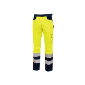 upower beacon pantalon de trabajo con bolsillos multifuncionales talla s cierre de seguridad, cintura porta martillo, rodillas preformadas, rayas reflectantes, proteccion dpi2 color amarillo fluorescente