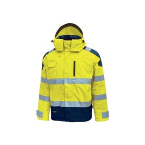 upower defender parka anti lluvia impermeable y transpirable talla s reflectantes en busto y mangas, bolsillo multimedia con free sound, capucha desmontable, proteccion dpi3 color amarillo fluorescente