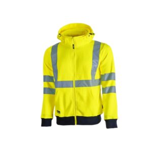 upower melody sudadera deportiva con rayas reflectantes talla 4xl cremallera central, cuello alto, bolsillos inferiores, capuchon desmontable, proteccion dpi2 color amarillo fluorescente