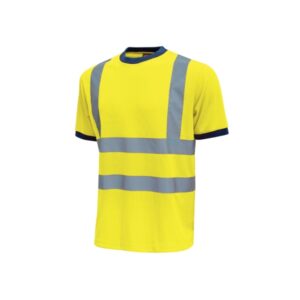 upower glitter camiseta con rayas reflectantes talla s cuello y mangas en costillas elasticas, banda para el sudor, alta transpirabilidad, proteccion dpi2, hasta 50 lavados color amarillo fluorescente