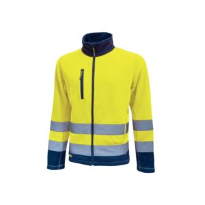 upower boing chaqueta polar con cremallera completa talla s bolsillos inferiores y para movil, detalles reflectantes, proteccion dpi2, certificacion ce color amarillo fluorescente