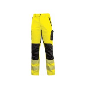 upower roy pantalones de alta visibilidad elasticos talla 3xl tejido stretch, multiples bolsillos con cierre zip, cintura elastica, rodillas preformadas, proteccion dpi2 color amarillo fluorescente