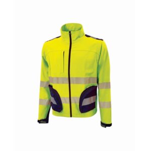 upower bea cazadora de trabajo alta visibilidad talla s mangas separables, multiples bolsillos, bandas reflectantes termoselladas, ajuste con velcro, proteccion dpi2 color amarillo fluorescente