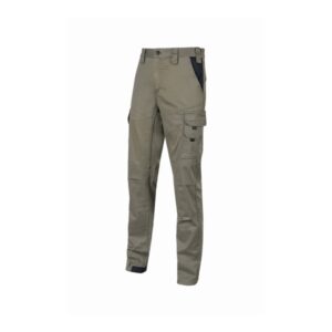 upower guapo pantalones de trabajo de algodon elastico talla m multiples bolsillos, cierre resistente, cintura elastica, rodillas preformadas, talonera reforzada, proteccion dpi1 color arena